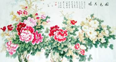 Chinese Peony Painting,97cm x 180cm,2473005-x