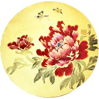 Chinese Peony Painting,33cm x 33cm,2485017-x