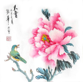 Chinese Peony Painting,34cm x 34cm,2485088-x