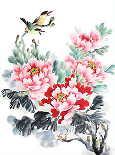 Chinese Peony Painting,69cm x 46cm,2485103-x