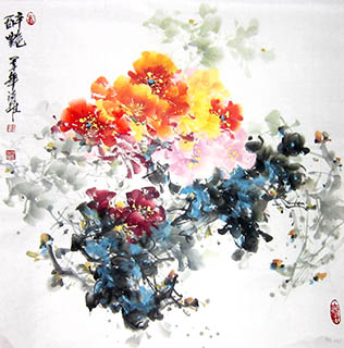 Chinese Peony Painting,66cm x 66cm,csy21097016-x
