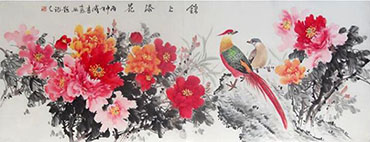 Chinese Peony Painting,70cm x 180cm,cx21104006-x