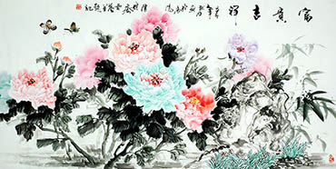 Chinese Peony Painting,68cm x 136cm,lhr21105022-x