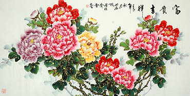 Chinese Peony Painting,68cm x 136cm,lhr21105033-x