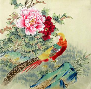 Chinese Pheasant Painting,66cm x 66cm,2324029-x