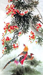 Chinese Pheasant Painting,66cm x 136cm,2391009-x