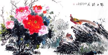 Chinese Pheasant Painting,69cm x 138cm,2423009-x
