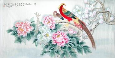Chinese Pheasant Painting,66cm x 130cm,2551001-x