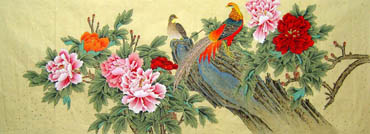 Chinese Pheasant Painting,70cm x 180cm,2551002-x