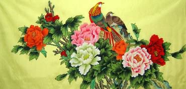 Chinese Pheasant Painting,66cm x 136cm,2551003-x