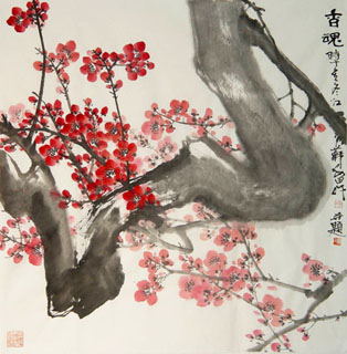 Chinese Plum Blossom Painting,68cm x 68cm,2388142-x