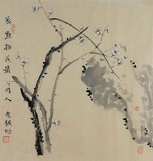 Chinese Plum Blossom Painting,50cm x 50cm,tl21140006-x