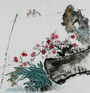 Chinese Plum Blossom Painting,66cm x 66cm,wxg21143001-x