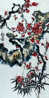 Chinese Plum Blossom Painting,50cm x 100cm,zym21142009-x