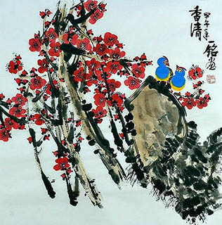 Chinese Plum Blossom Painting,66cm x 66cm,zym21142017-x