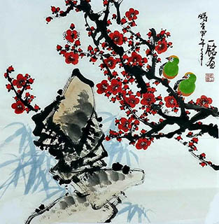 Chinese Plum Blossom Painting,66cm x 66cm,zym21142019-x