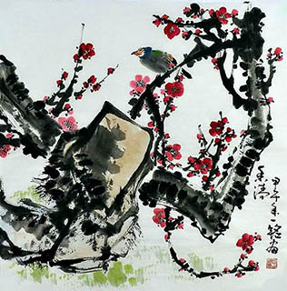 Chinese Plum Blossom Painting,66cm x 66cm,zym21142023-x