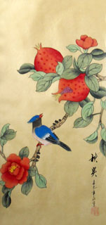 Chinese Pomegranate Painting,25cm x 45cm,2336125-x