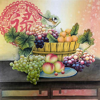 Chinese Qing Gong Painting,68cm x 68cm,2387123-x