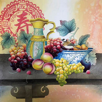 Chinese Qing Gong Painting,68cm x 68cm,2387124-x