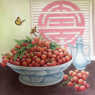 Chinese Qing Gong Painting,68cm x 68cm,2387125-x