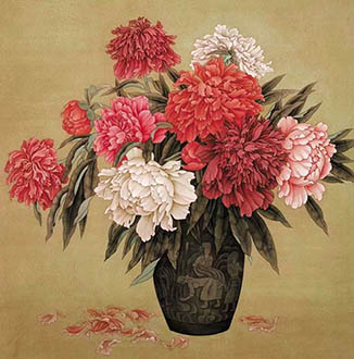 Chinese Qing Gong Painting,76cm x 76cm,2547062-x