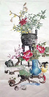 Chinese Qing Gong Painting,68cm x 136cm,lxw21215001-x