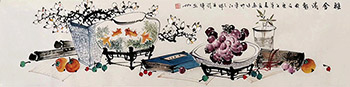 Chinese Qing Gong Painting,35cm x 136cm,xqf21217006-x