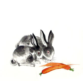 Chinese Rabbit Painting,50cm x 50cm,4326019-x