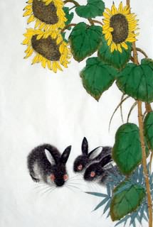 Chinese Rabbit Painting,69cm x 46cm,4449019-x