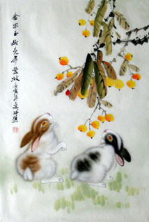 Chinese Rabbit Painting,69cm x 46cm,4450018-x