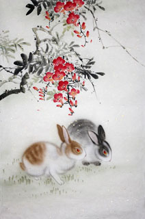 Chinese Rabbit Painting,69cm x 46cm,4620014-x