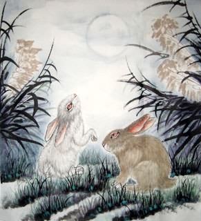 Chinese Rabbit Painting,50cm x 55cm,4620016-x