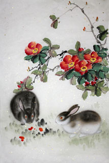 Chinese Rabbit Painting,69cm x 46cm,4620017-x