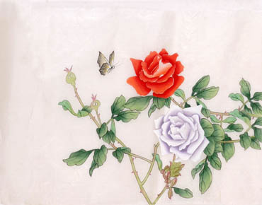 Chinese Rose Painting,28cm x 35cm,2340054-x