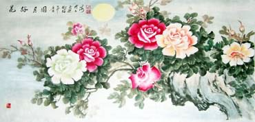 Chinese Rose Painting,70cm x 135cm,2473008-x
