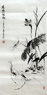 Chinese Shrimp Painting,50cm x 100cm,jzx21080010-x