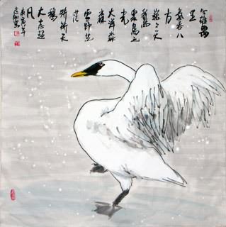 Chinese Swan Painting,69cm x 69cm,2360073-x
