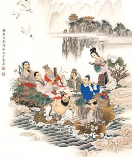 Chinese the Eight Immortals Painting,80cm x 95cm,3533012-x