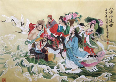 Chinese the Eight Immortals Painting,70cm x 100cm,3537016-x