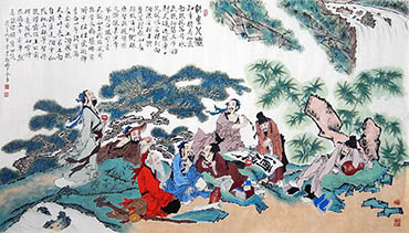 Chinese the Eight Immortals Painting,96cm x 180cm,zjy31127004-x