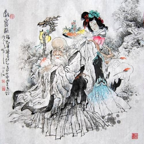 the Three Gods of Fu Lu Shou,66cm x 66cm(26〃 x 26〃),31094026-z