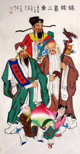 the Three Gods of Fu Lu Shou,66cm x 136cm(26〃 x 53〃),3519037-z