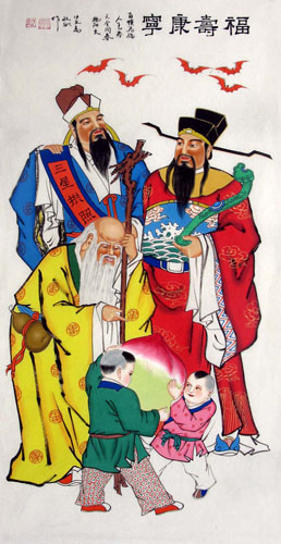 the Three Gods of Fu Lu Shou,66cm x 136cm(26〃 x 53〃),3519040-z