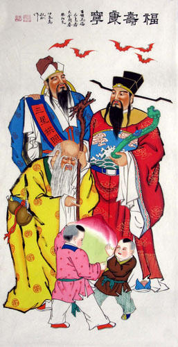 the Three Gods of Fu Lu Shou,66cm x 136cm(26〃 x 53〃),3519041-z