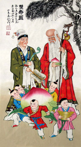 the Three Gods of Fu Lu Shou,50cm x 100cm(19〃 x 39〃),3519042-z