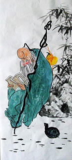 Chinese the Three Gods of Fu Lu Shou Painting,30cm x 70cm,3751006-x