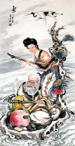 the Three Gods of Fu Lu Shou,69cm x 138cm(27〃 x 54〃),3782005-z