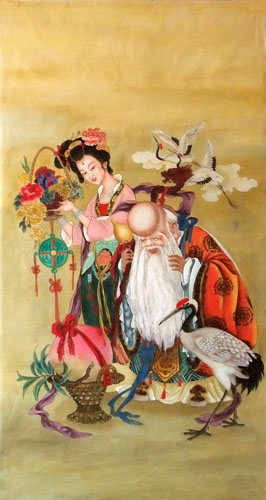 the Three Gods of Fu Lu Shou,66cm x 136cm(26〃 x 53〃),3807013-z