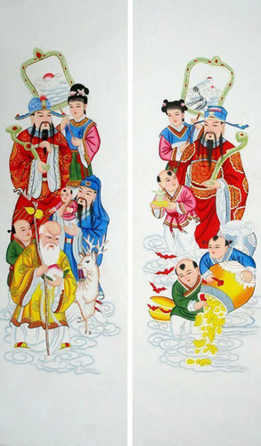the Three Gods of Fu Lu Shou,35cm x 126cm(14〃 x 50〃),3811004-z
